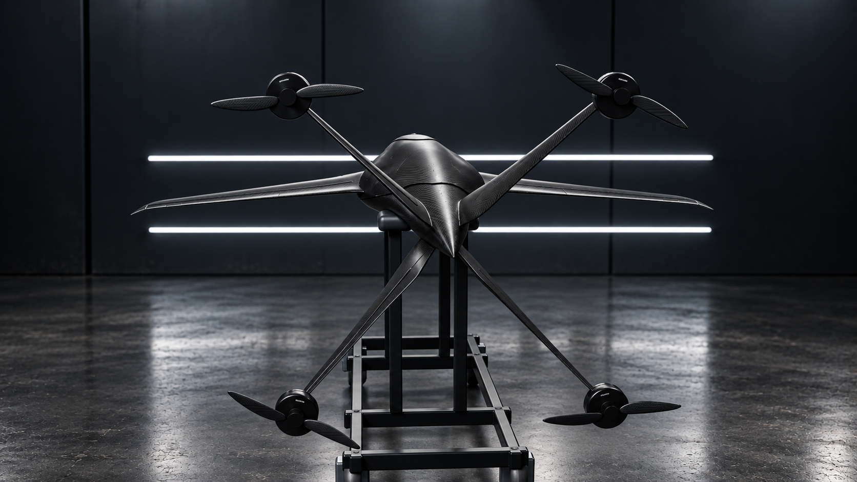 Front presentation view showing all four Peregrine X lift motors.