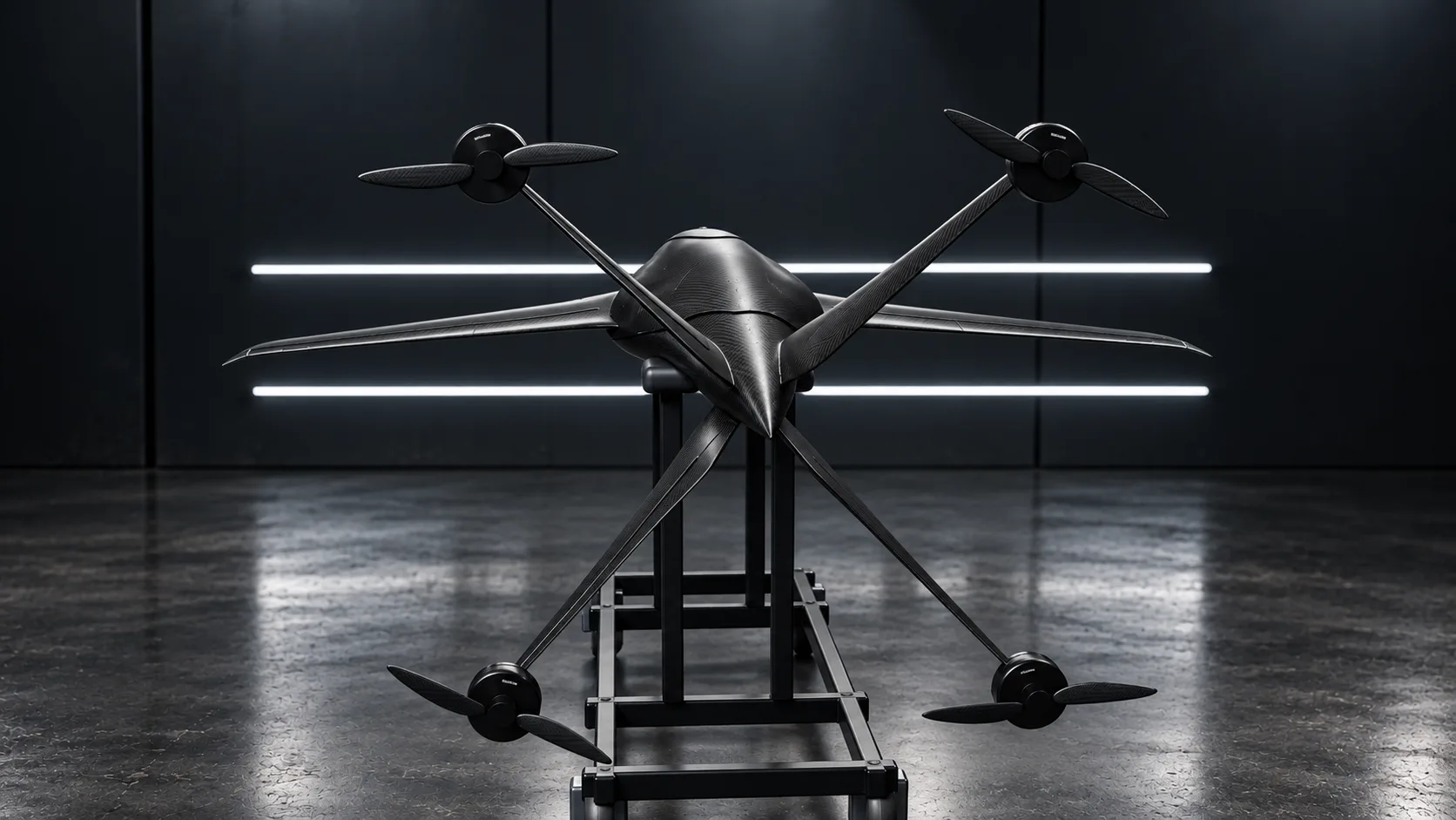 Top-view presentation of the Peregrine X hybrid VTOL demonstrator.
