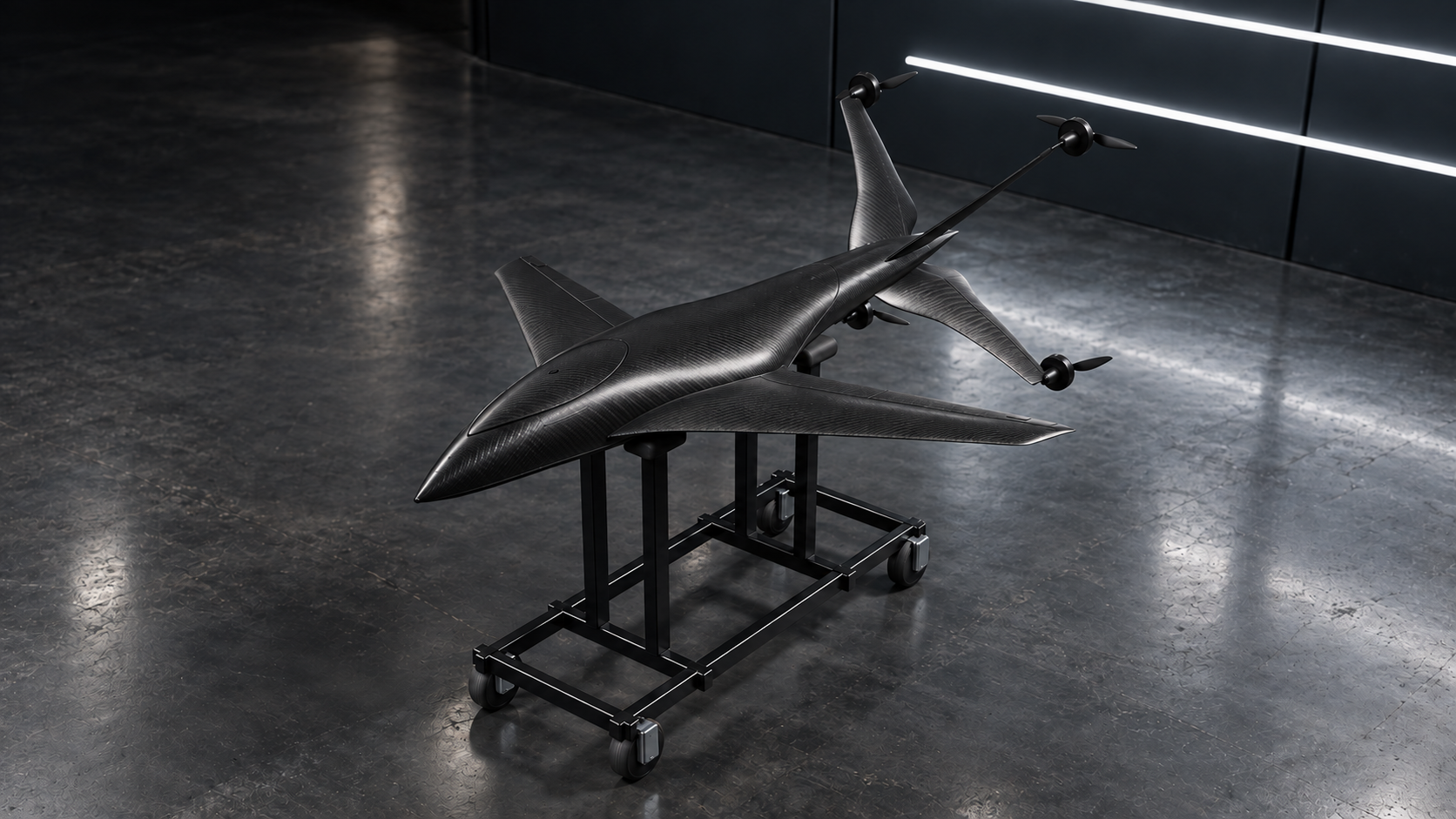 Three-quarter presentation view of Peregrine X with its four lift motors.