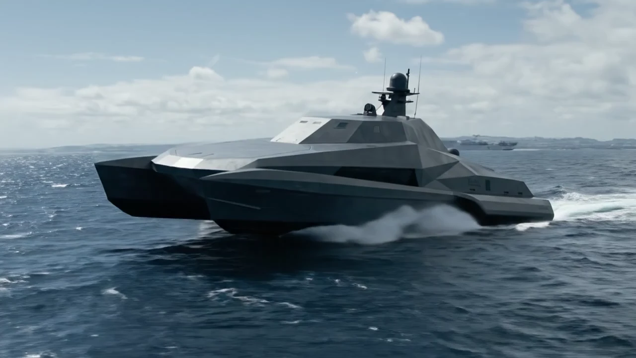 Visualizzazione concettuale della piattaforma sovrana SES-34 in mare.