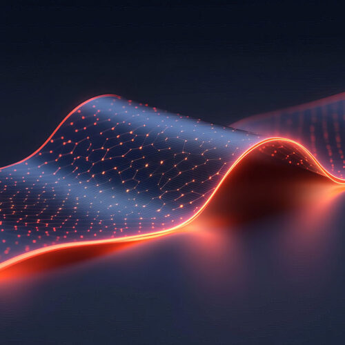 Graphene sheet glowing as electrons flow through its structure in real-time