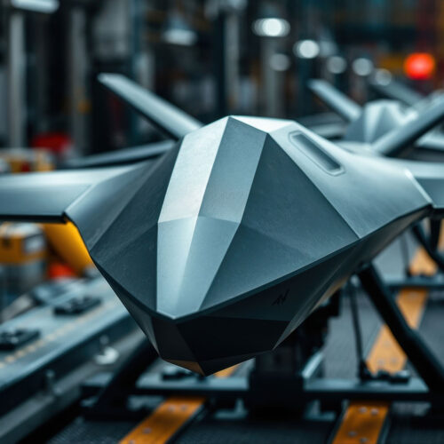 futuristic dark gray stealth drone with angular wings